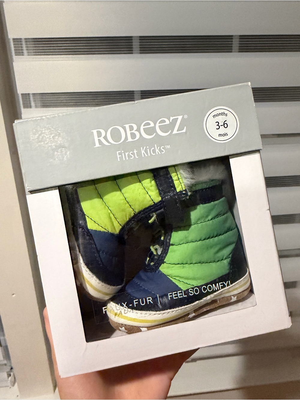 Robeez First Kicks Lime Green and Navy Quilted Baby Booties